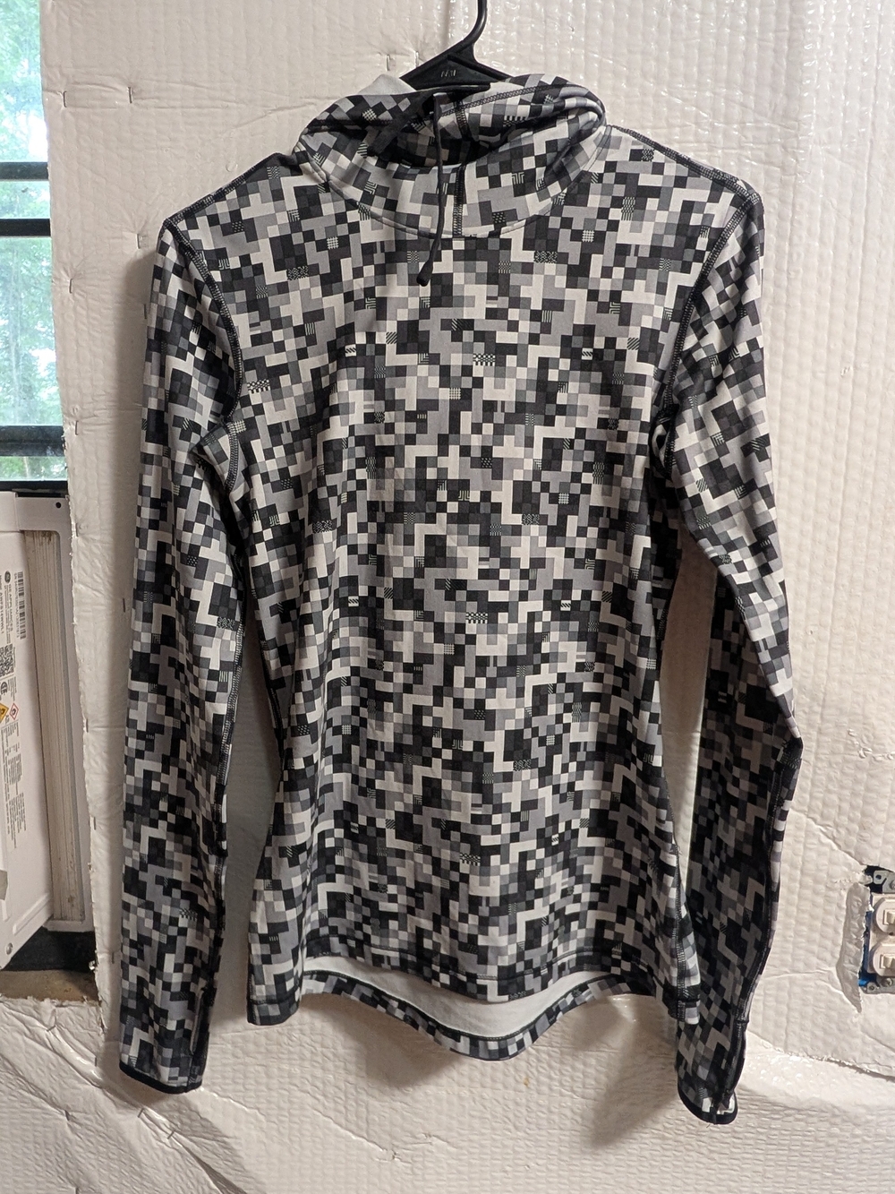 Nike Women's Black & Gray Pixel Camo Long Sleeve Hoodie